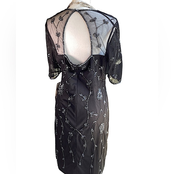 Adrianna Papell Studio Black Beaded Cocktail Dress. B18 - Picture 7 of 16